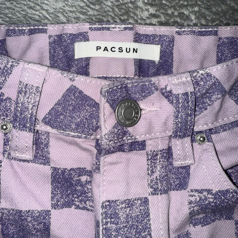 Pacsun Jeans Womens 24 Pink Purple Checkered Denim‎ Pants 90s Boyfriend Jeans